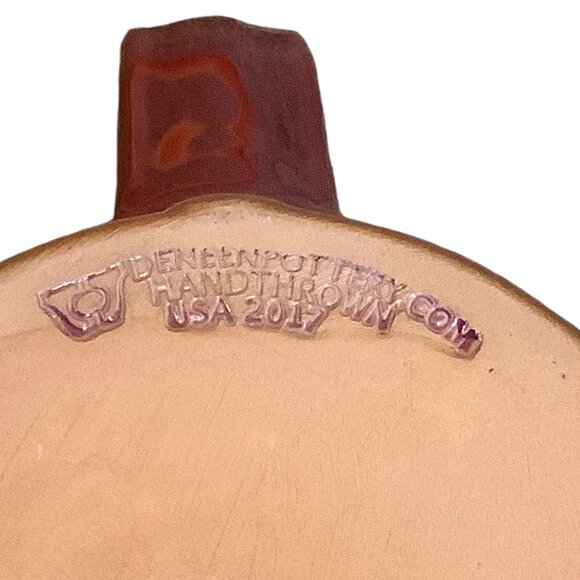 Deneen Pottery Love Your Melon Handthrown Coffee Cup Mug Red Drip Glaze USA - Picture 4 of 6